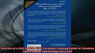 FREE EBOOK ONLINE  Secrets of a CEO Coach  Your Personal Training Guide to Thinking Like a Leader and Acting Full EBook