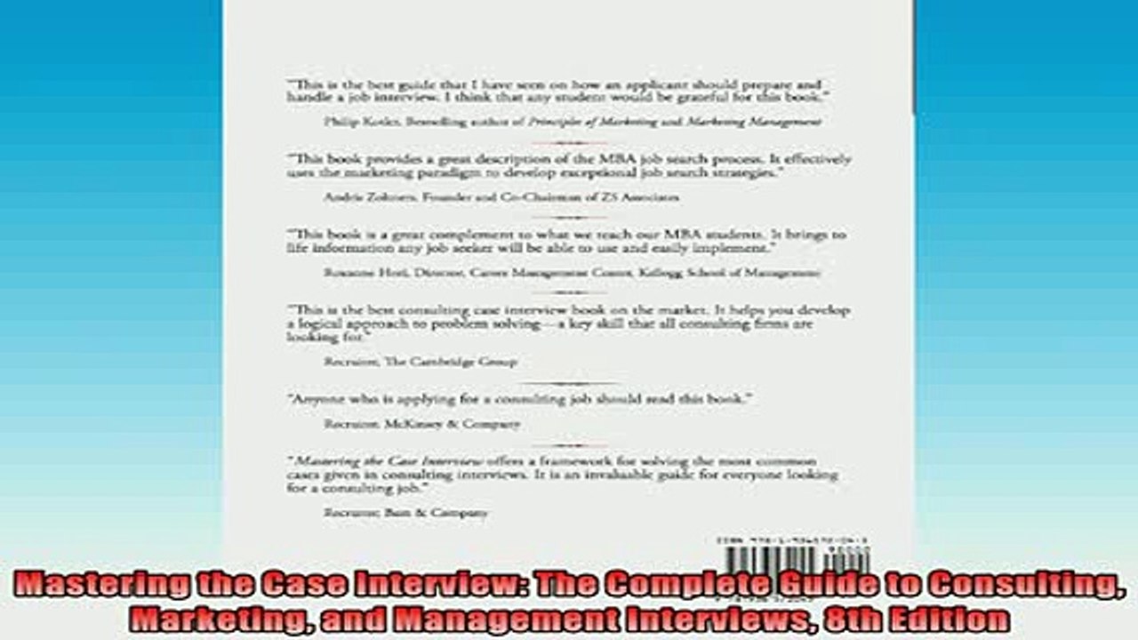 READ book  Mastering the Case Interview The Complete Guide to Consulting Marketing and Management Online Free