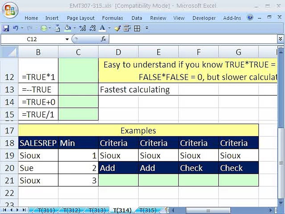 Excel Magic Trick 314_ Convert TRUE & FALSE to 1 and 0