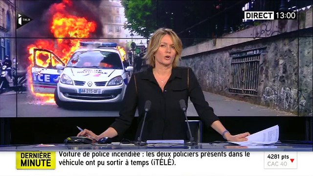 Une voiture de police incendiée - Manifestation contre la haine anti-flics