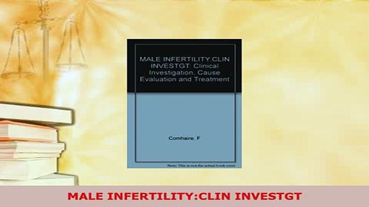 PDF  MALE INFERTILITYCLIN INVESTGT Download Full Ebook