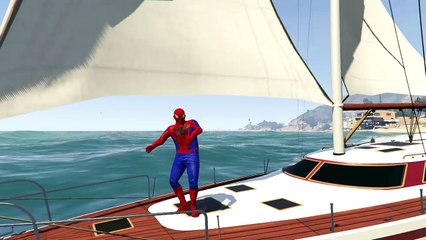 Spiderman Flying In A Helicopter And Flies On A Ship + Finger Family Songs Nursery Rhymes [HD, 720p]