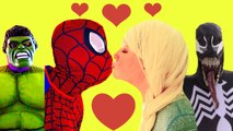 Spiderman Hulk Frozen Elsa Vs Venom Elsa Freezes Kisses Spiderman Funny Superhero Movie in Real Life (720p)