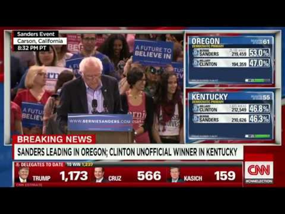 Sanders supporters chant "Bernie or bust" at his rally in Carson, California