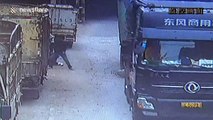 Scooter driver 'pretends' she was run over by a lorry, but gets caught on camera