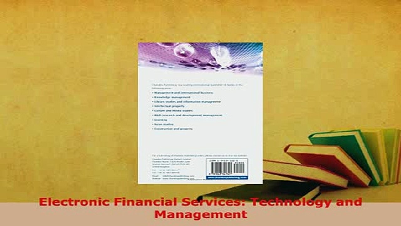PDF  Electronic Financial Services Technology and Management Read Online