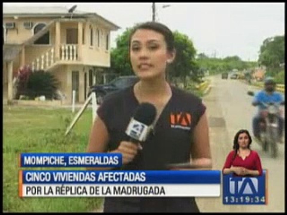Cinco viviendas afectadas en Esmeraldas por la réplica de esta madrugada