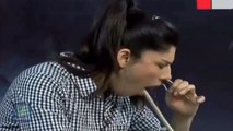 Most Dangerous Audition A Girl Cross the Snake From Nose To Mouth in Waqar Zaka Show Over The Edge