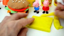 Peppa Pig and George Pig Play Dough doing a McMenu McDonald's with Play doh
