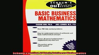 READ book  Schaums Outline of Basic Business Mathematics  FREE BOOOK ONLINE