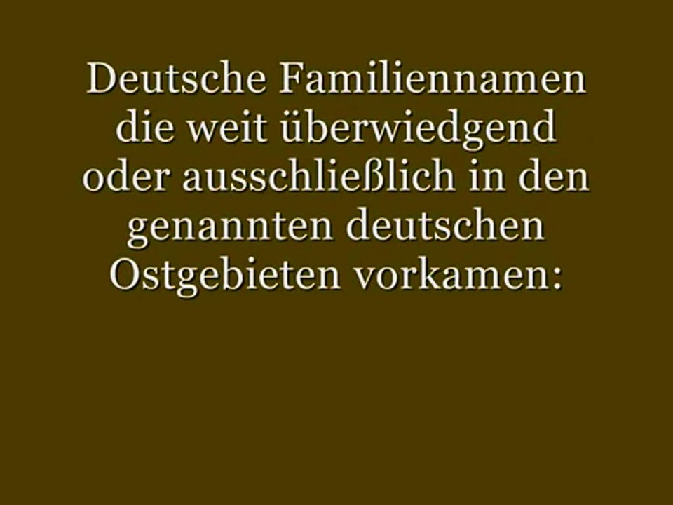 Deutsche Familiennamen aus den Ostgebieten - Teil 2