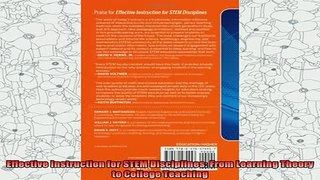 best book  Effective Instruction for STEM Disciplines From Learning Theory to College Teaching