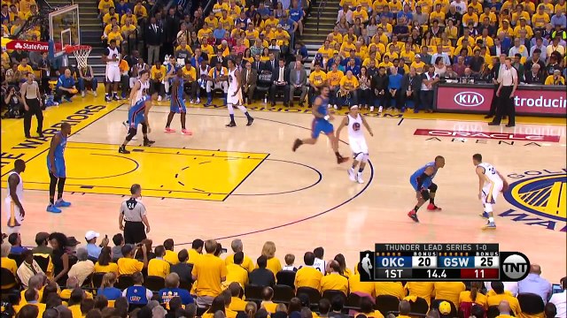 Stephen Curry Shakes Steven Adams Thunder vs Warriors Game 2 May 18, 2016 NBA Playoffs