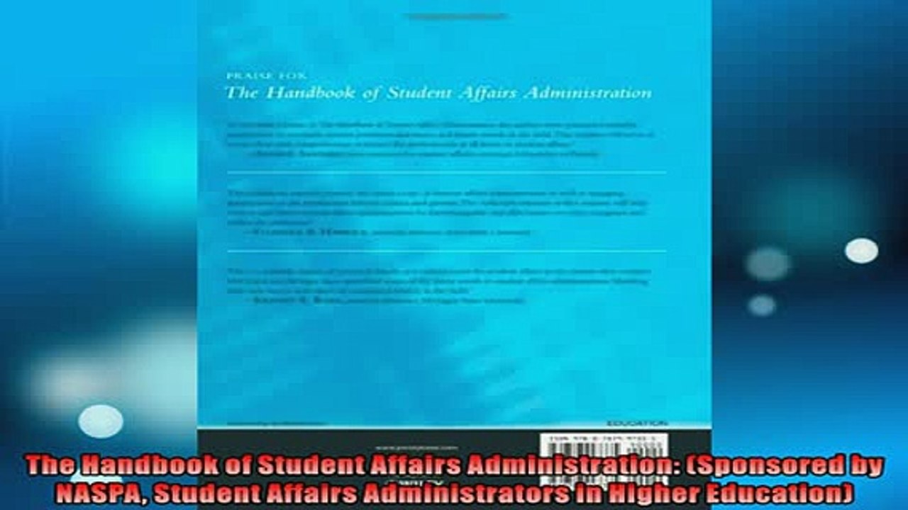 Free PDF Downlaod  The Handbook of Student Affairs Administration Sponsored by NASPA Student Affairs READ ONLINE