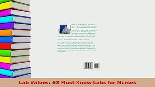 Download  Lab Values 63 Must Know Labs for Nurses PDF Online