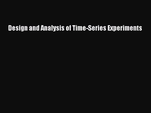 PDF Design and Analysis of Time-Series Experiments Free Books