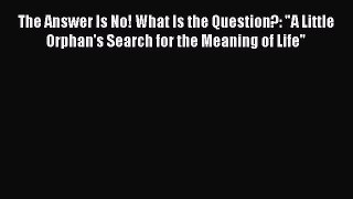 Read The Answer Is No! What Is the Question?: A Little Orphan's Search for the Meaning of Life