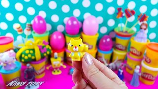 Frozen toys Peppa pig opening Kinder surprise eggs Spongebob Playdoh rainbow