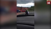Pensioner drives mobility scooter on dual carriageway in rush hour traffic forcing motorists