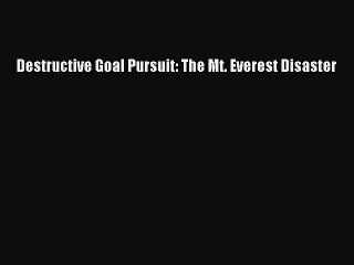 Download Destructive Goal Pursuit: The Mt. Everest Disaster Read Online