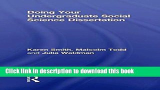 Read Doing Your Undergraduate Social Science Dissertation  Ebook Online