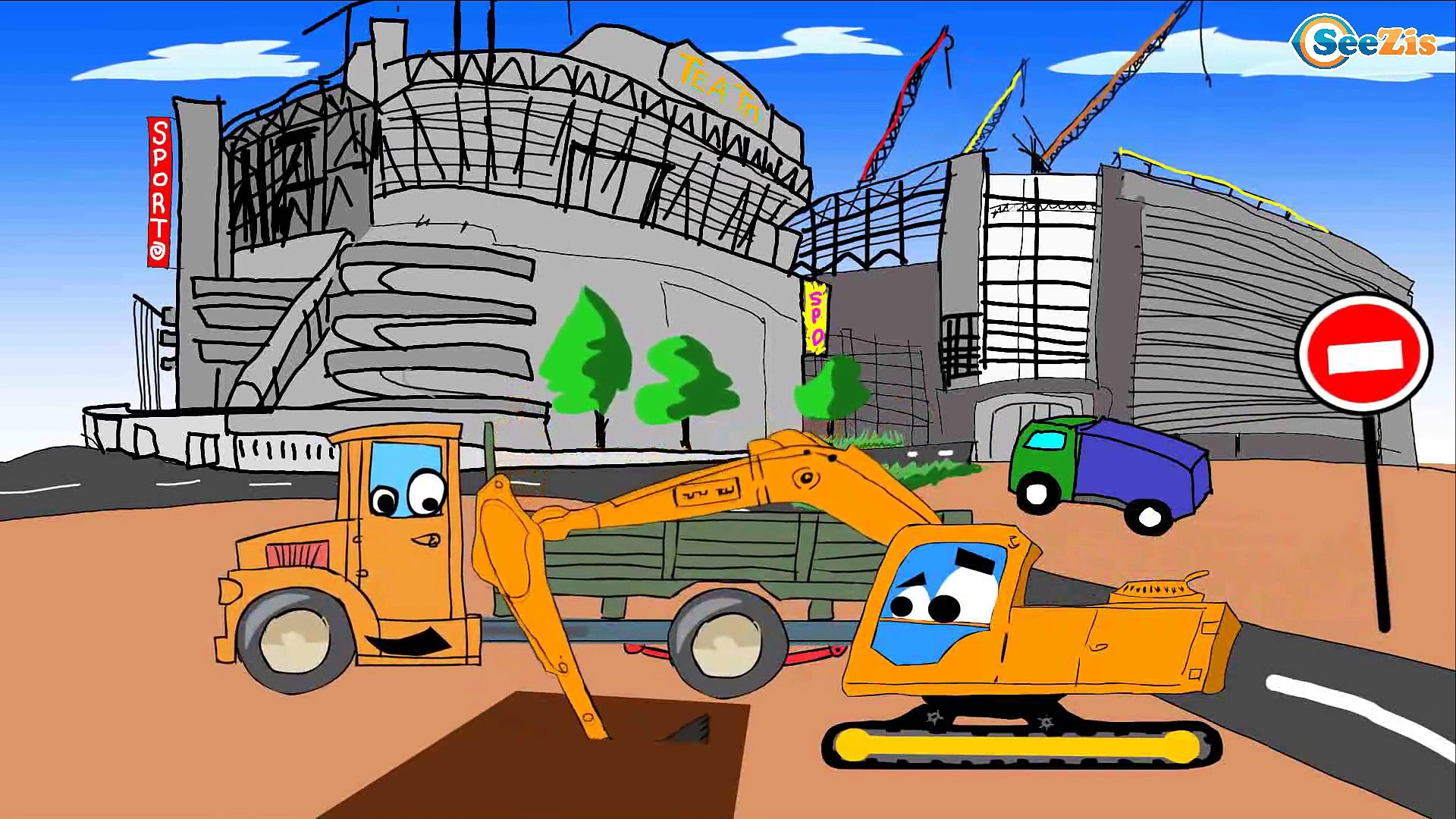✔ Carros Para Niños. Excavadora, Grúa, Camión de basura. Caricaturas de carros. Tiki Taki Carros ✔