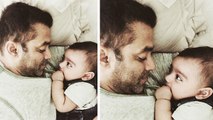 Salman Khan Sleeping With Baby Ahil