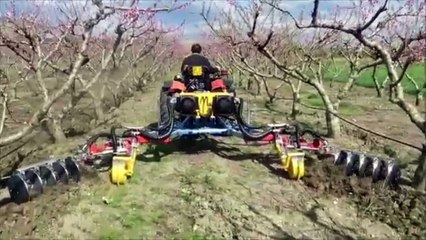 tek geçişte iki sıra ağaç dibine diskaro çekiyor