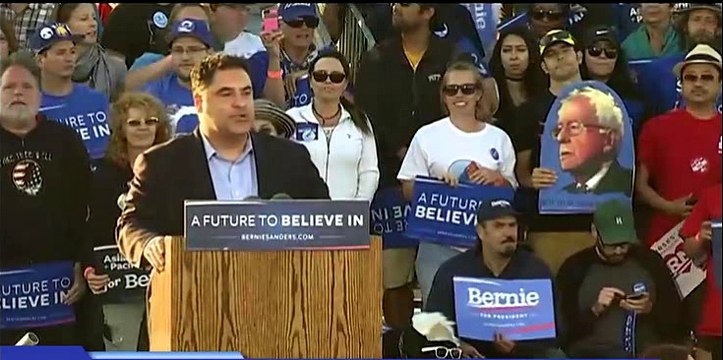 Liberal Host Cenk Uygur Steals I'm With Her For Bernie Sanders Introduction