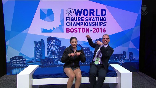 Mirai NAGASU - SP kiss and cry - ISU World Championships 2016