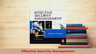 Read  Effective Security Management Ebook Free