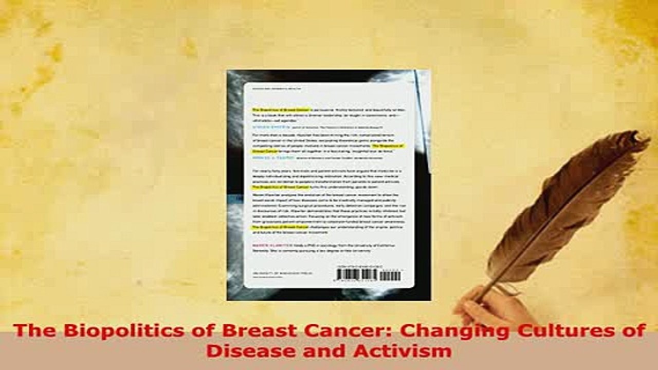 Download  The Biopolitics of Breast Cancer Changing Cultures of Disease and Activism Free Books