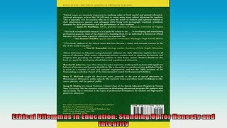 FREE DOWNLOAD  Ethical Dilemmas in Education Standing Up for Honesty and Integrity  BOOK ONLINE