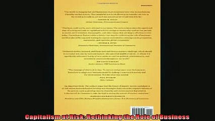 FAVORIT BOOK   Capitalism at Risk Rethinking the Role of Business  FREE BOOOK ONLINE