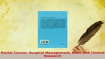 Download  Rectal Cancer Surgical Management Basic and Clinical Research  EBook
