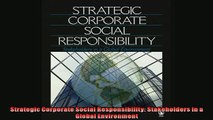 FREE PDF  Strategic Corporate Social Responsibility Stakeholders in a Global Environment  DOWNLOAD ONLINE