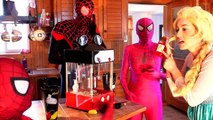 Spiderman & Frozen Elsa Popcorn Prank! w_ Pink Spidergirl, T-Rex _ Godzilla & Joker! Superhero Movie