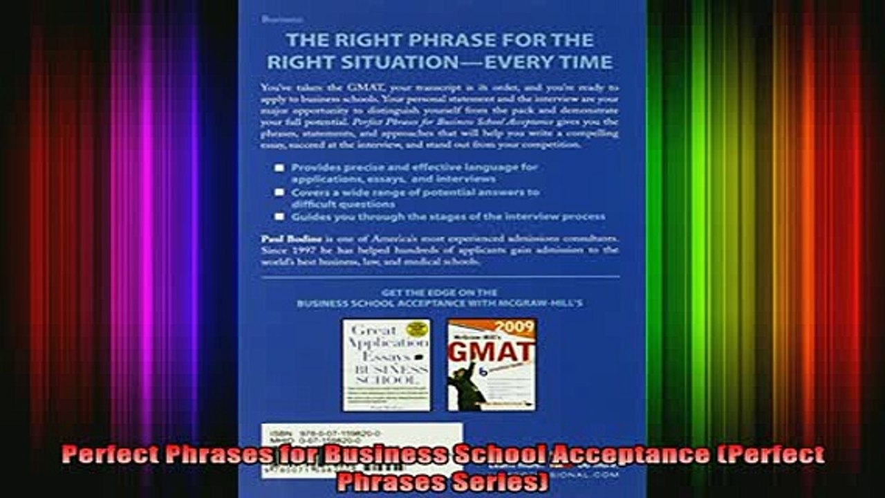 free pdf   Perfect Phrases for Business School Acceptance Perfect Phrases Series
