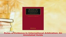 PDF  Rules of Evidence in International Arbitration An Annotated Guide Free Books