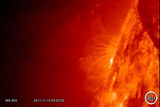 AIA 304 (2011-11-10 00:20:32 - 2011-11-10 03:19:44 UTC)