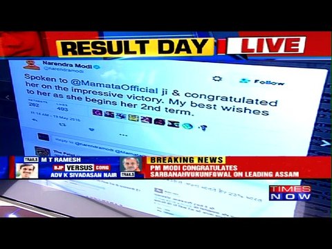 PM Modi Congratulates Mamata Banerjee on Her Victory