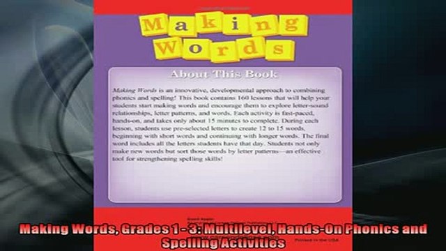 Free PDF Downlaod Making Words Grades 1 3 Multilevel HandsOn Phonics and Spelling Activities DOWNLOAD ONLINE