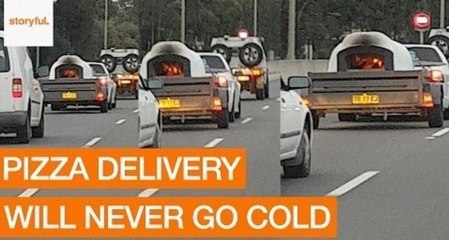Motorist Stunned by Mobile Pizza Oven on Freeway