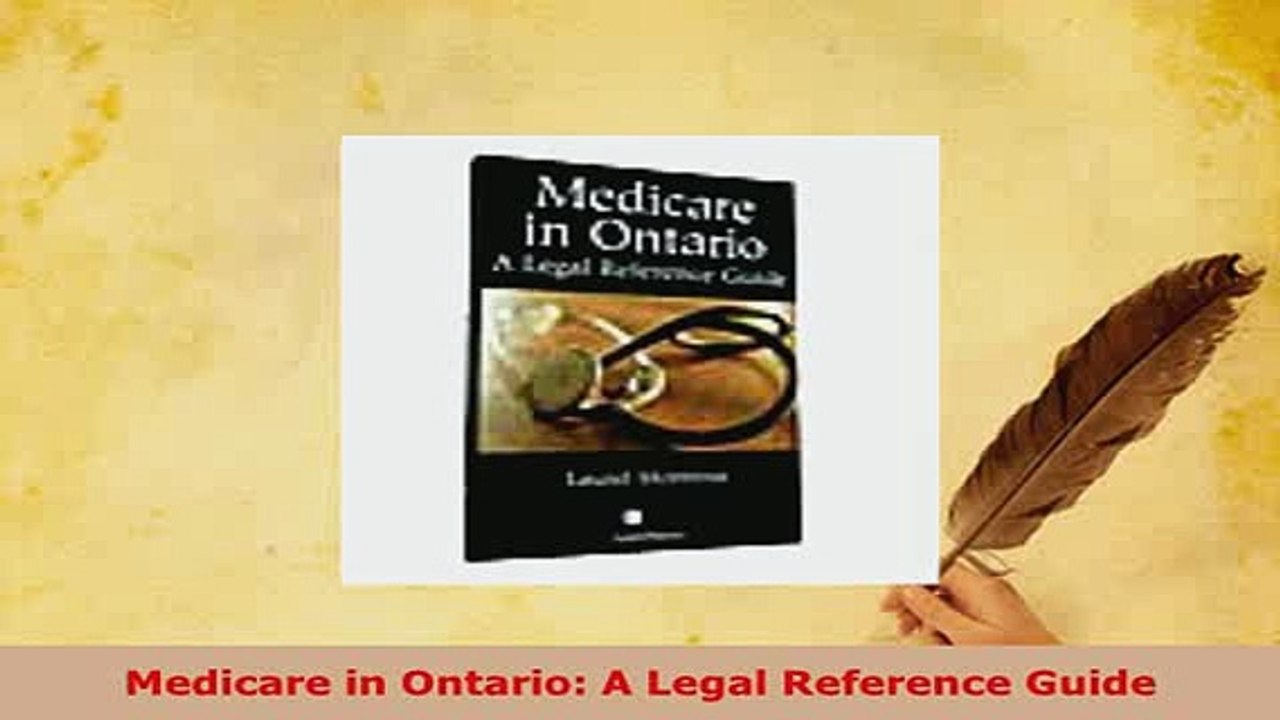 Download  Medicare in Ontario A Legal Reference Guide Read Online