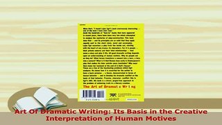 PDF  Art Of Dramatic Writing Its Basis in the Creative Interpretation of Human Motives Download Online
