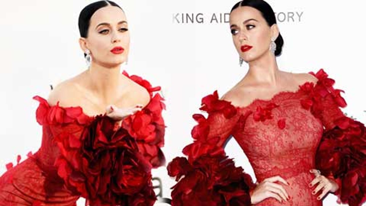 Katy Perry WOWS In RED Gown At amfAR Gala