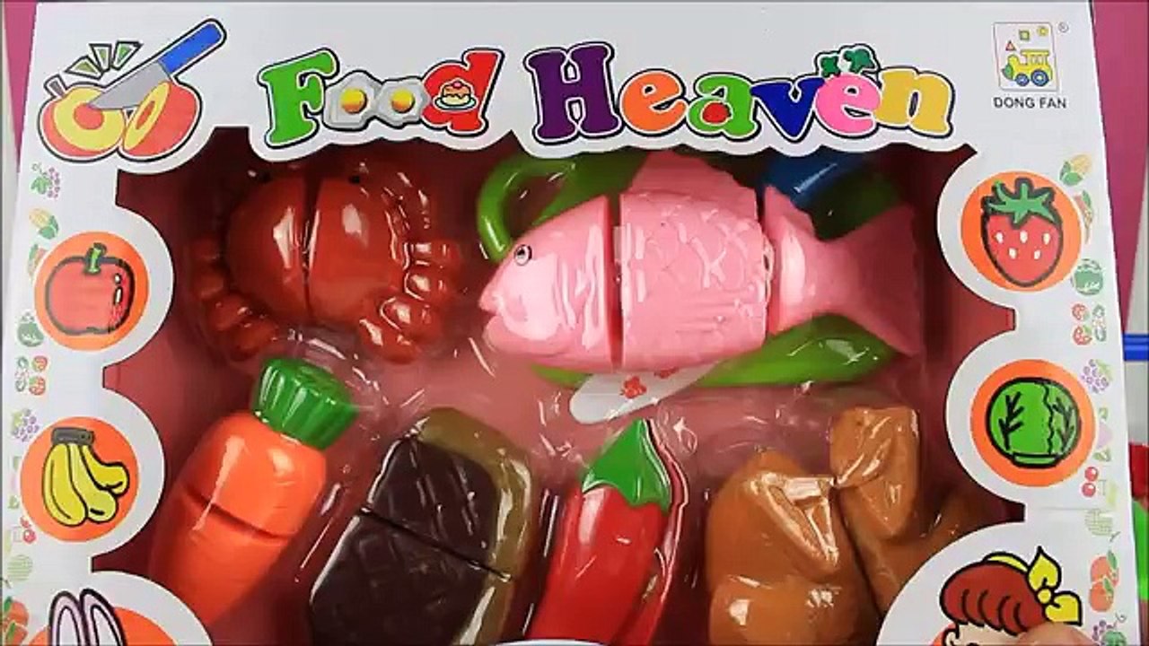 Toys Velcro food kitchen cooking pepper steak, fish, chicken crab carrots PRET