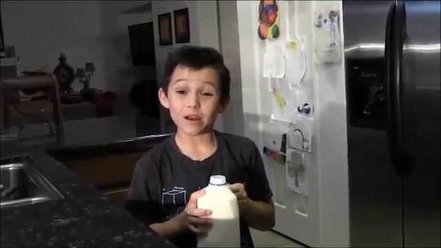 Selfish Kid drinks half gallon of milk in 4 seconds