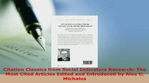Download  Citation Classics from Social Indicators Research The Most Cited Articles Edited and  EBook