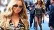Mariah Carey loses one of her Louboutin heels as she stumbles on the red carpet in New York